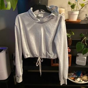 Light grey small crop top hoodie